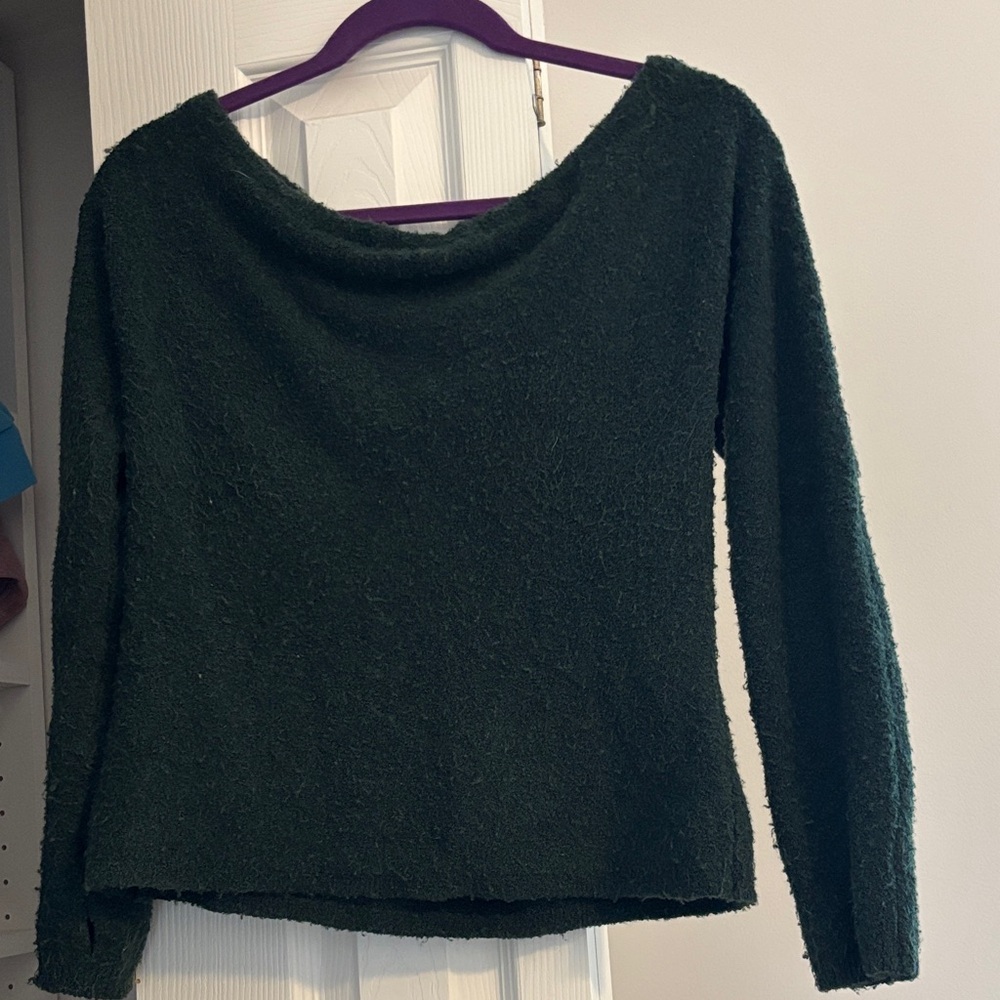 Elegant Off the Shoulder Shrug Forest Green Sweater